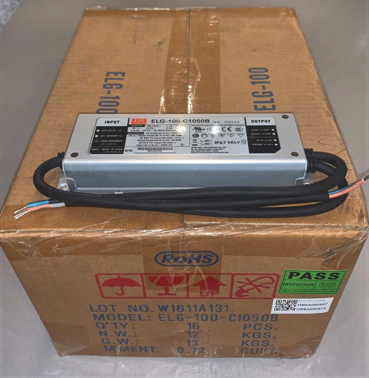 New - Lot of 80 - Mean Well ELG-100-C1050B LED Power Supply Driver - ELECTRICAL COMPONENTS