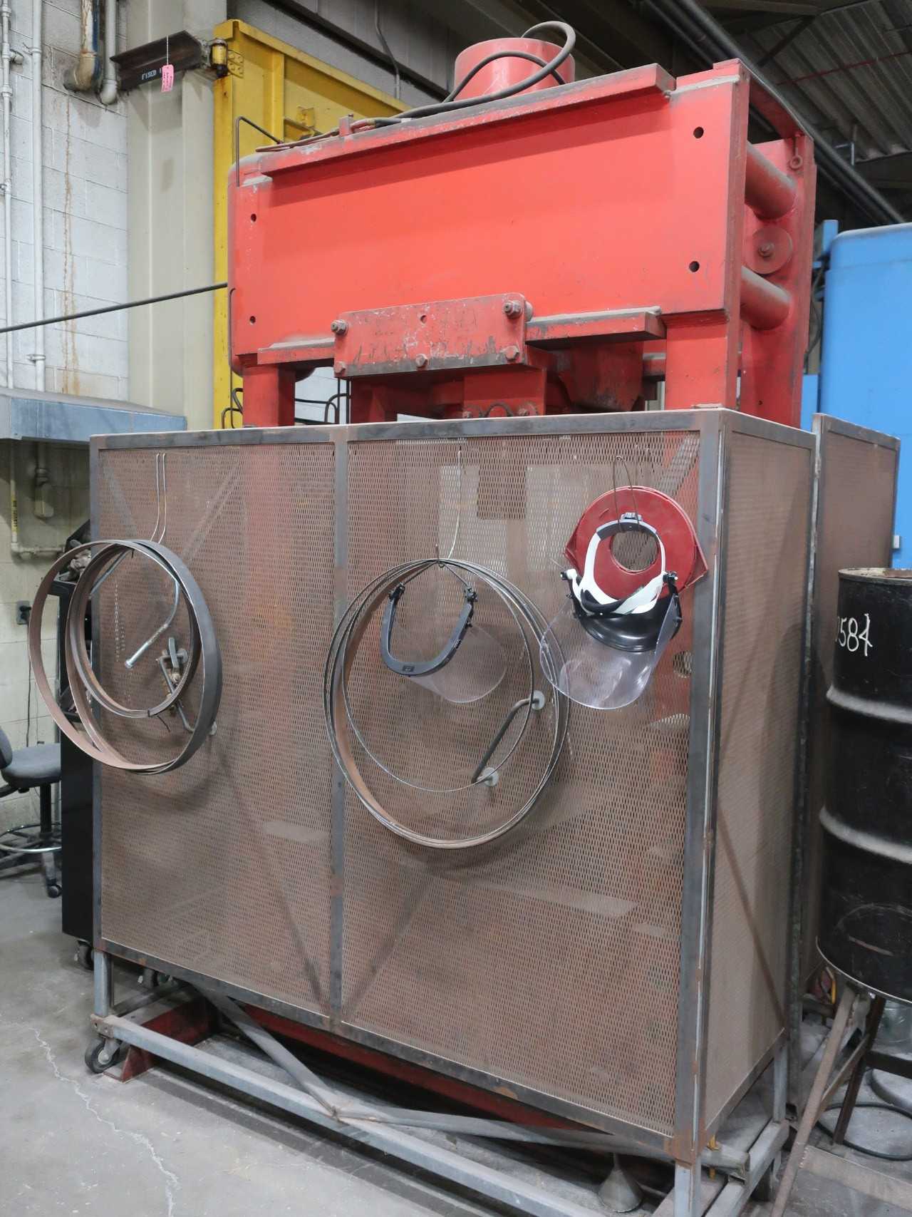 300 ton air-operated h-frame press with safety cage, 14" ram travel - PRESSES
