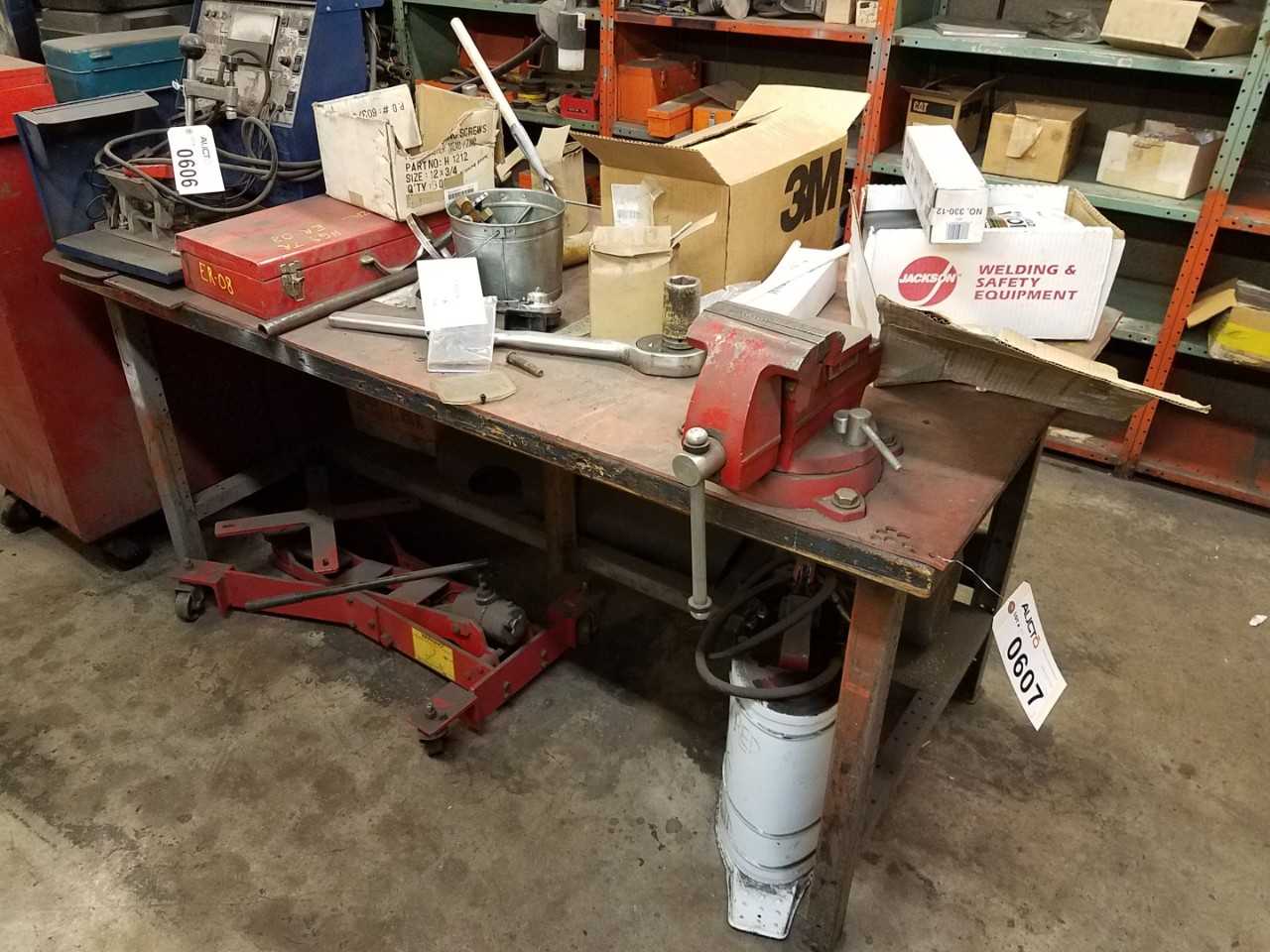 6' x 3' work table with Wilton 6' vise - MATERIAL HANDLING 6' x 3' work table with Wilton 6' vise - MATERIAL HANDLING