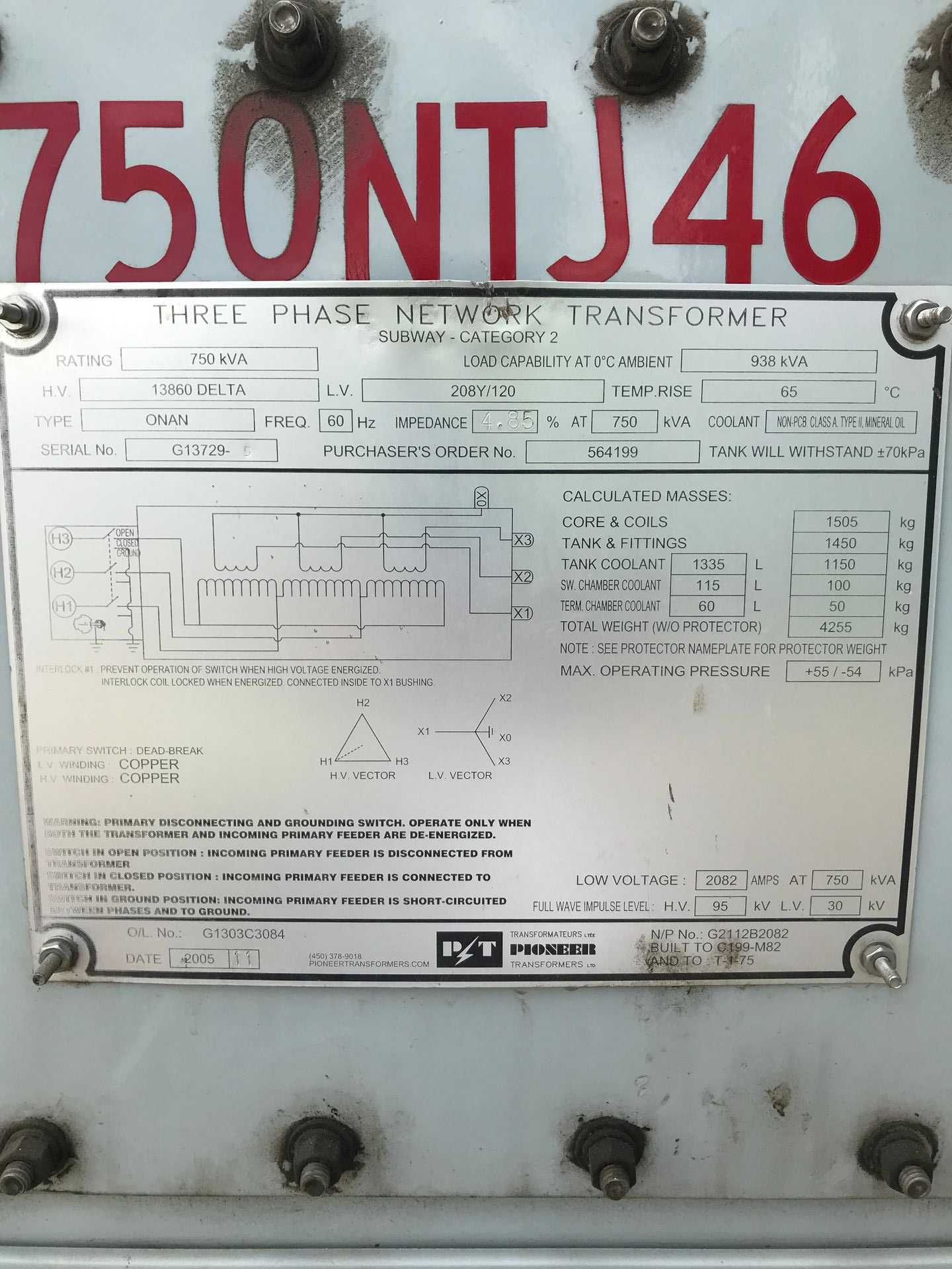 2005 Pioneer 750KV Network Transformer - CONTROL TRANSFORMERS