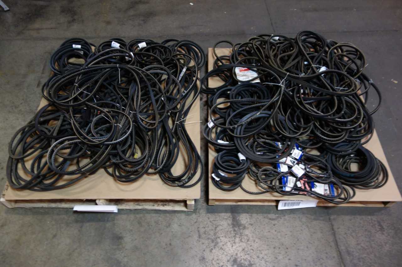 2 PALLETS OF V- BELTS AND TIMING BELTS- CATERPILLAR, BROWNING, GATES, JASON, OPTIBELT - BELTS