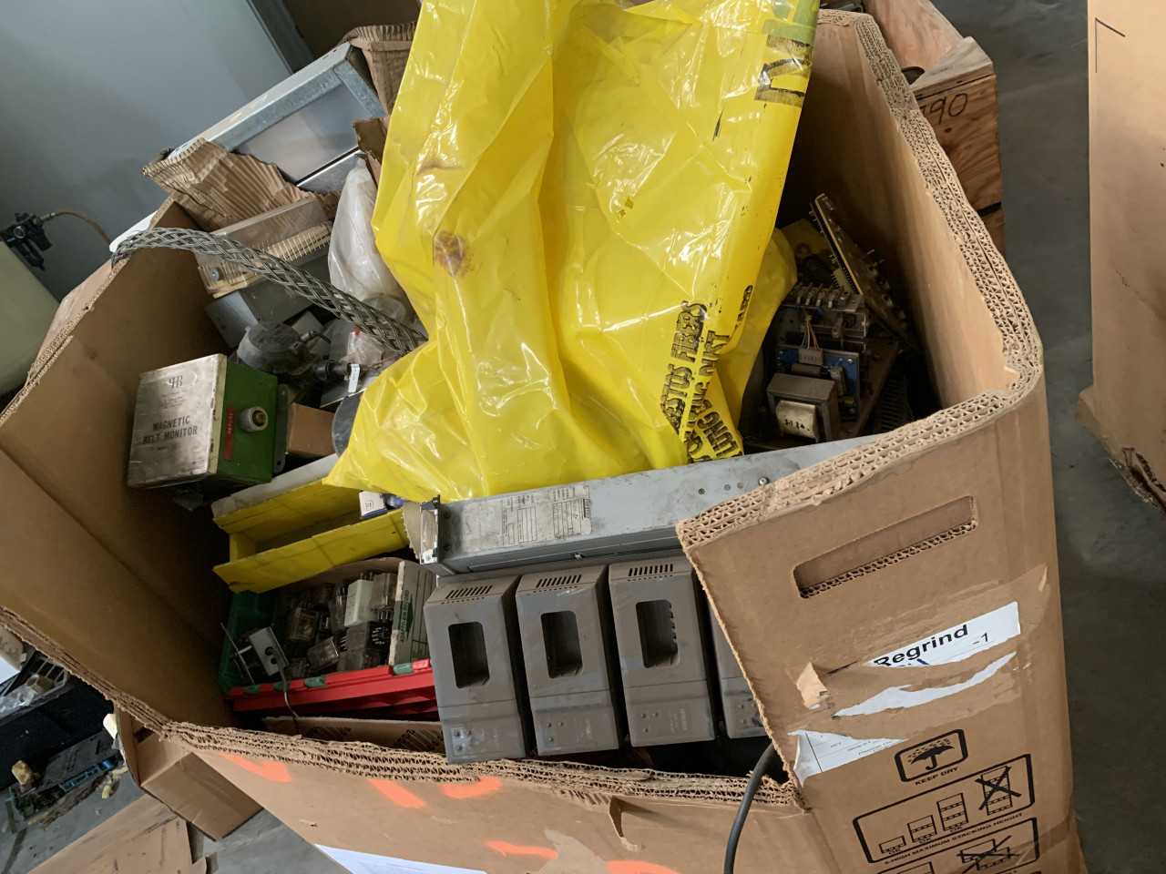 CRATE OF ELECTRICAL AUTOMATION EQUIPMENT PARTS - ELECTRICAL PARTS
