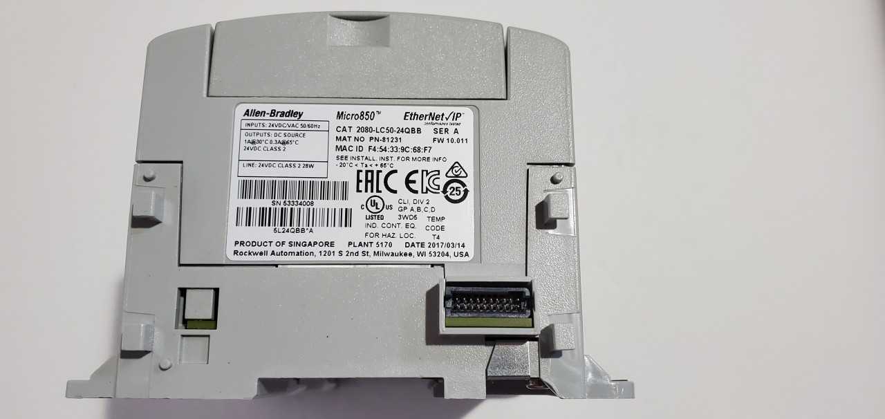 Allen Bradley Micro 850 2080-LC50-24QBB PLC - AUTOMATION & CONTROLS