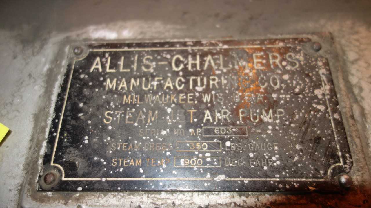 ALLIS CHALMERS 350LBS 900F STEAM JET AIR PUMP - PUMPS