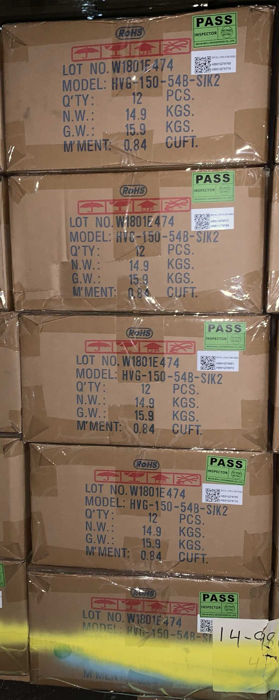 New - Lot of 60 - Mean Well HVG-150-54B-SIK2 LED Power Supply Driver - ELECTRICAL COMPONENTS