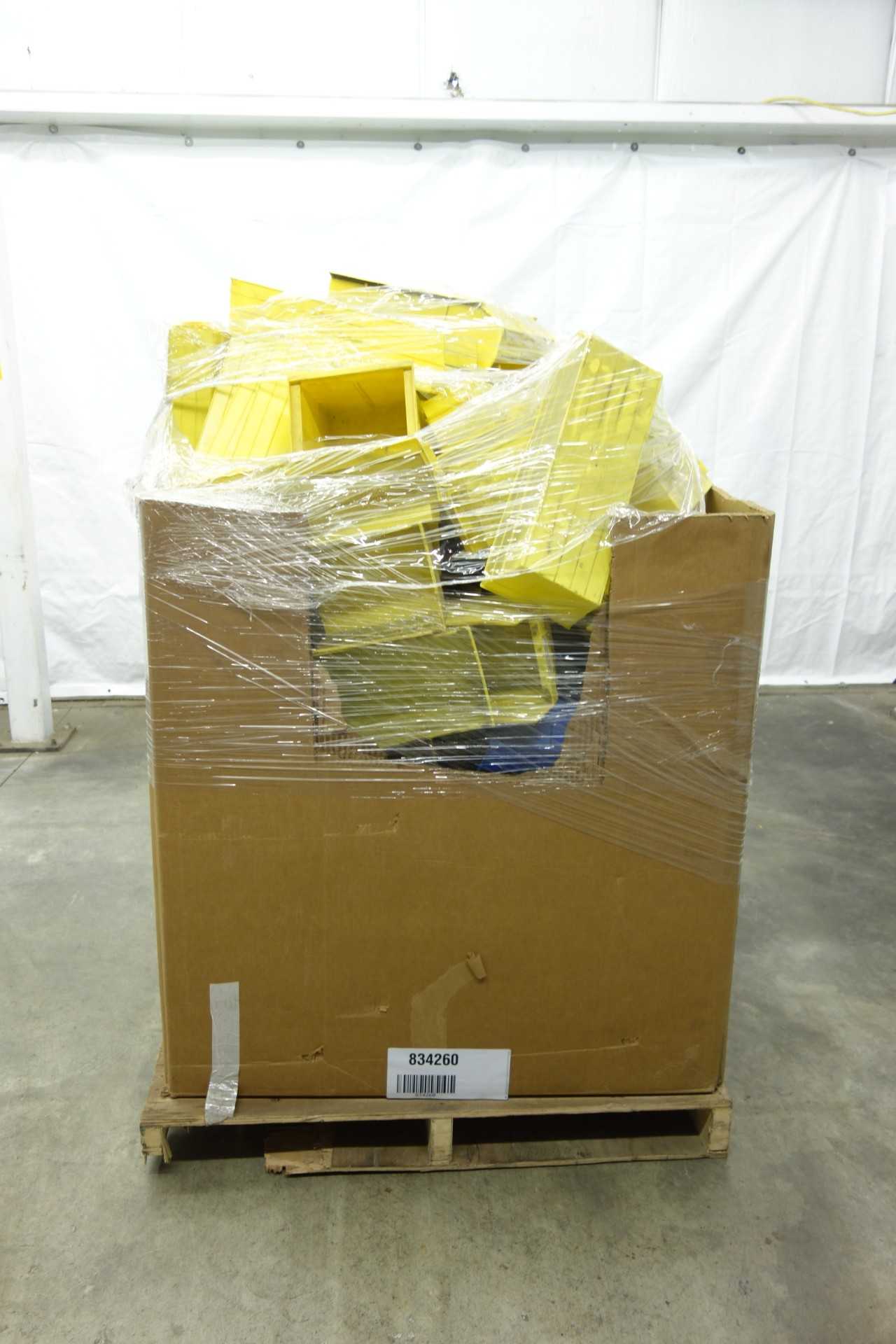 GAYLORD OF ASSORTED PLASTIC STORAGE BINS - TOOL STORAGE