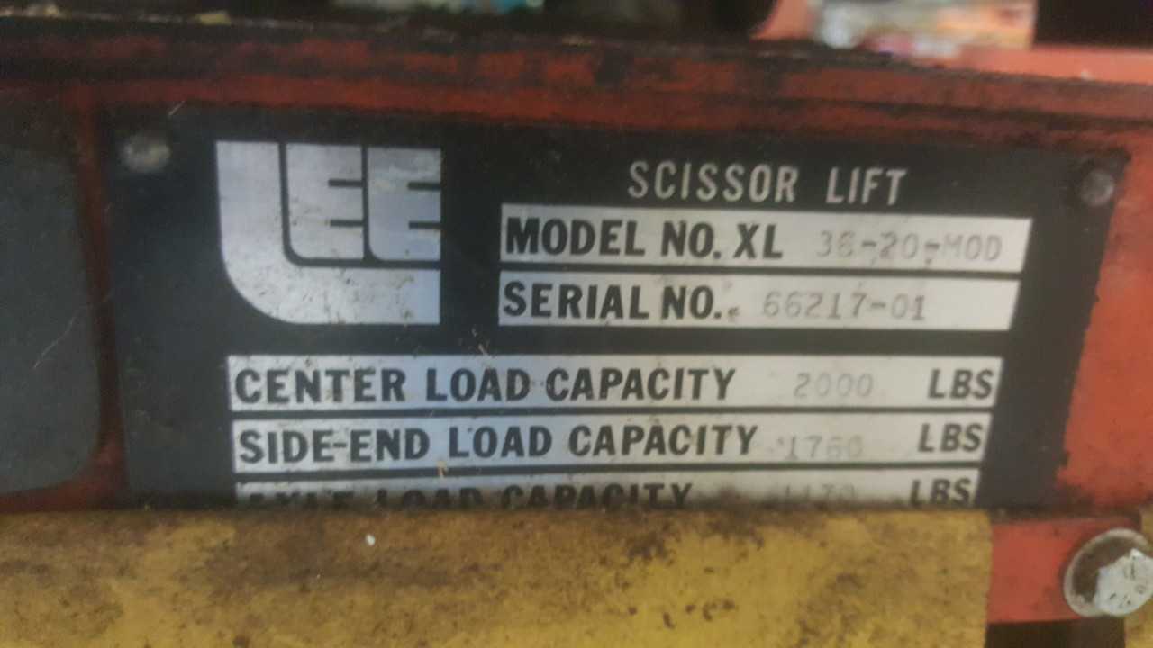 Lee XL36-20-MOD electric scissor lift table, 2000lb capacity - LIFT CART