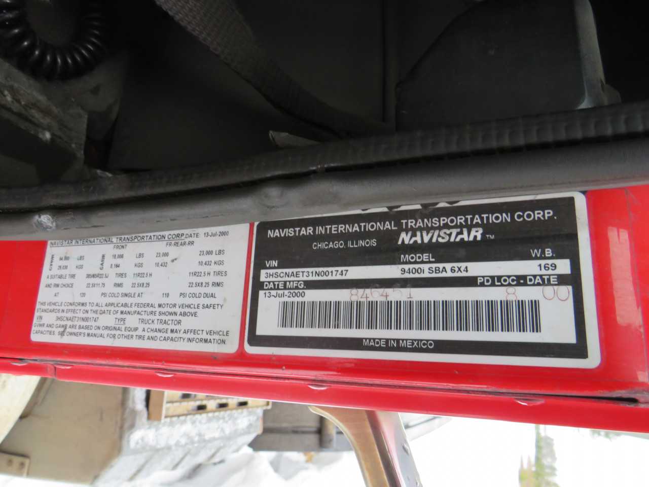 2000 NAVISTAR INTERNATIONAL 9400i SBA 6X4 ASH TRUCK - 105388.2 MILES - HYDRO EXCAVATOR TRUCKS
