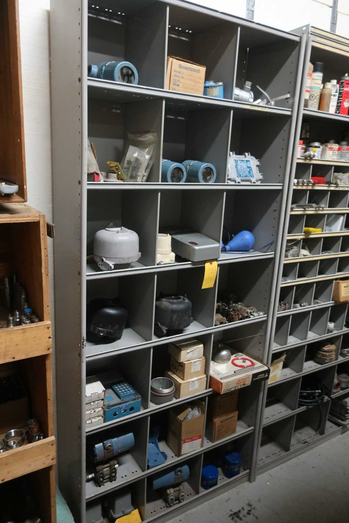 CONTENTS OF CABINET, ASSORTED INSTRUMENTATION, PRESSURE TRANSMITTERS, ANALYZERS, ACTUATORS, ROSEMOUNT, HONEYWELL, MASONEILAN, MILLTRONICS, FISHER - INSTRUMENTATION