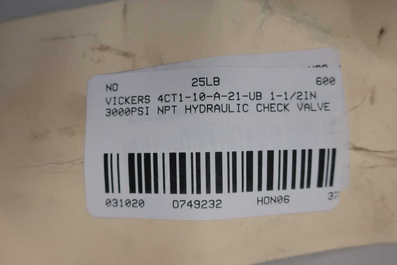 VICKERS 4CT1-10-A-21-UB HYDRAULIC CHECK VALVE 1-1/4IN NPT - CHECK VALVE