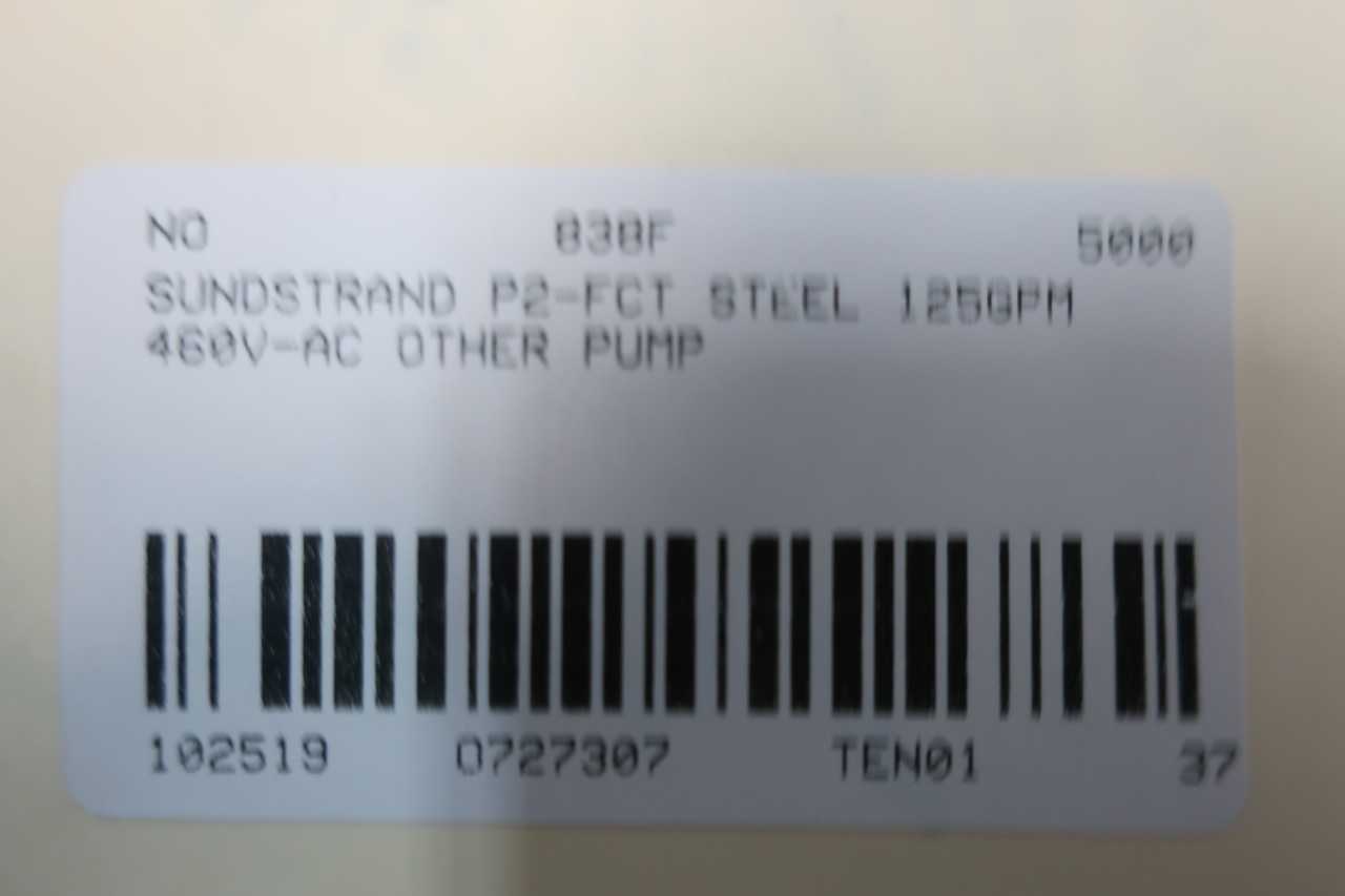 SUNDSTRAND P2-FCT STEEL 125GPM 60HP 460V-AC OTHER PUMP - ELECTRIC MOTORS