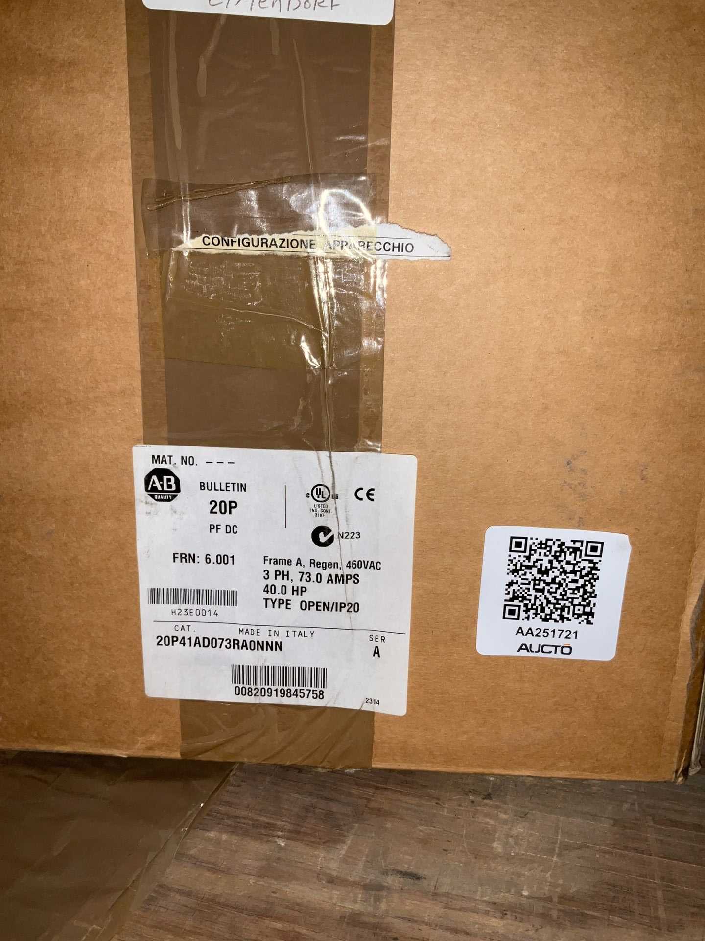 ALLEN BRADLEY CO 20P41AD073RA0NNN DC DRIVE - DC DRIVES
