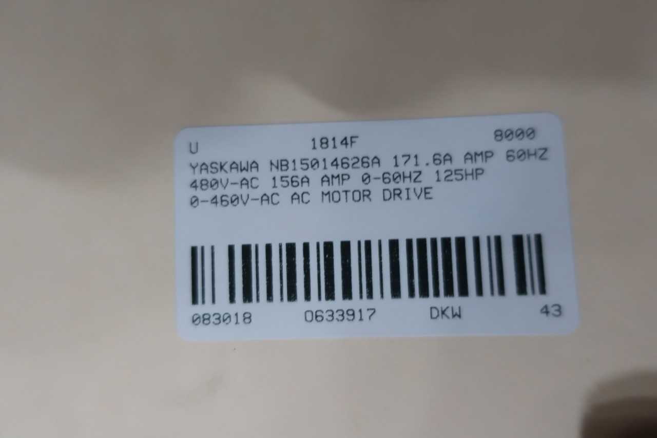 Yaskawa NB15014626A Ac Motor Drive 480v-ac 0-60hz 125hp - MOTOR DRIVES