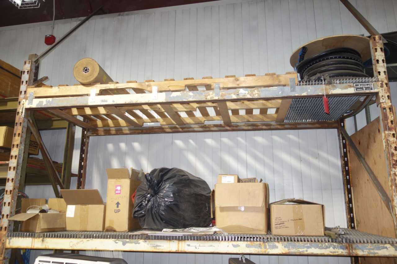 Contents of racking and shelving - electrical spares, cables, wires - SHELVING