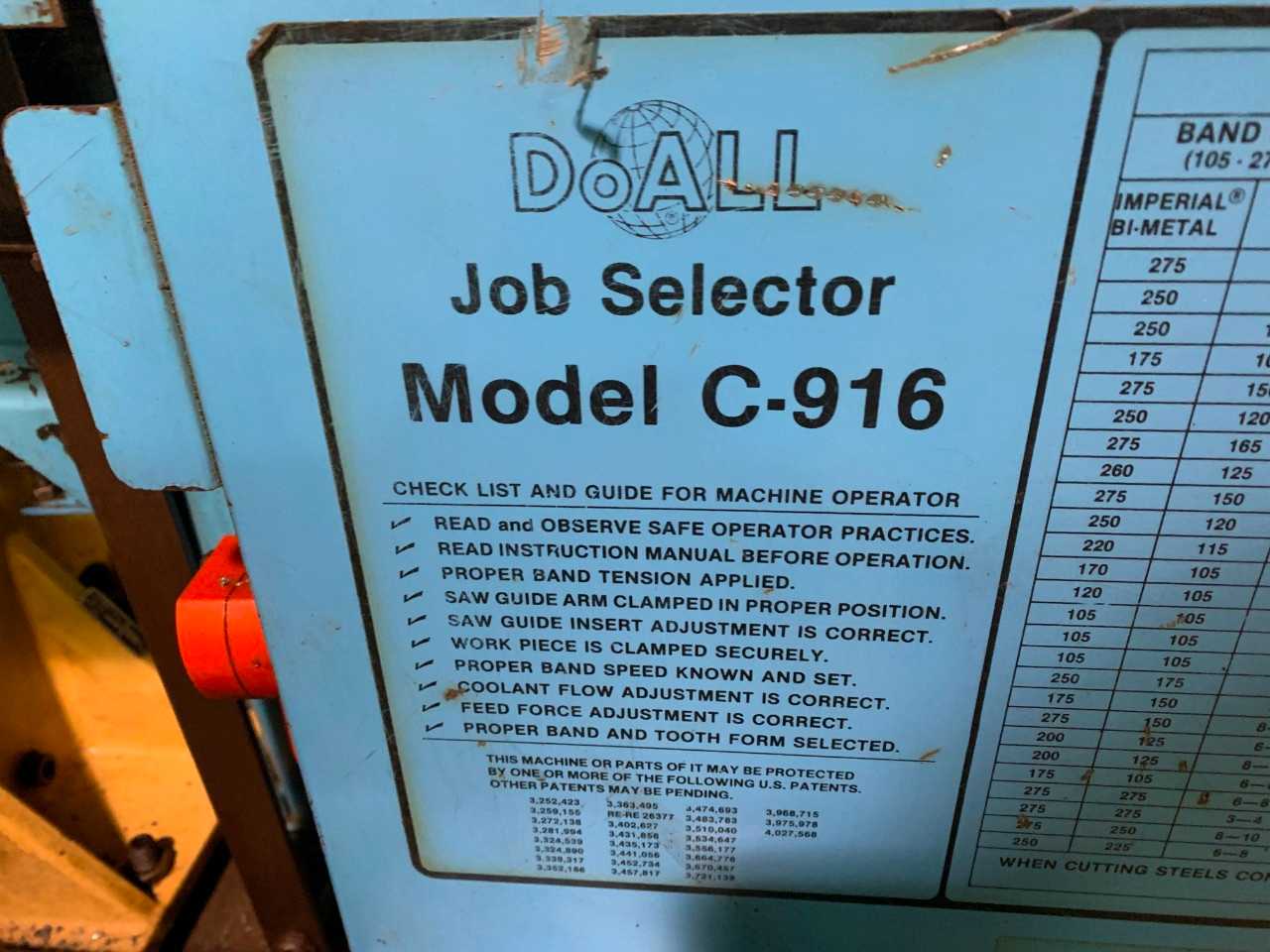 DoAll C-916 Automatics Horizontal Bandsaw - METAL SAWS