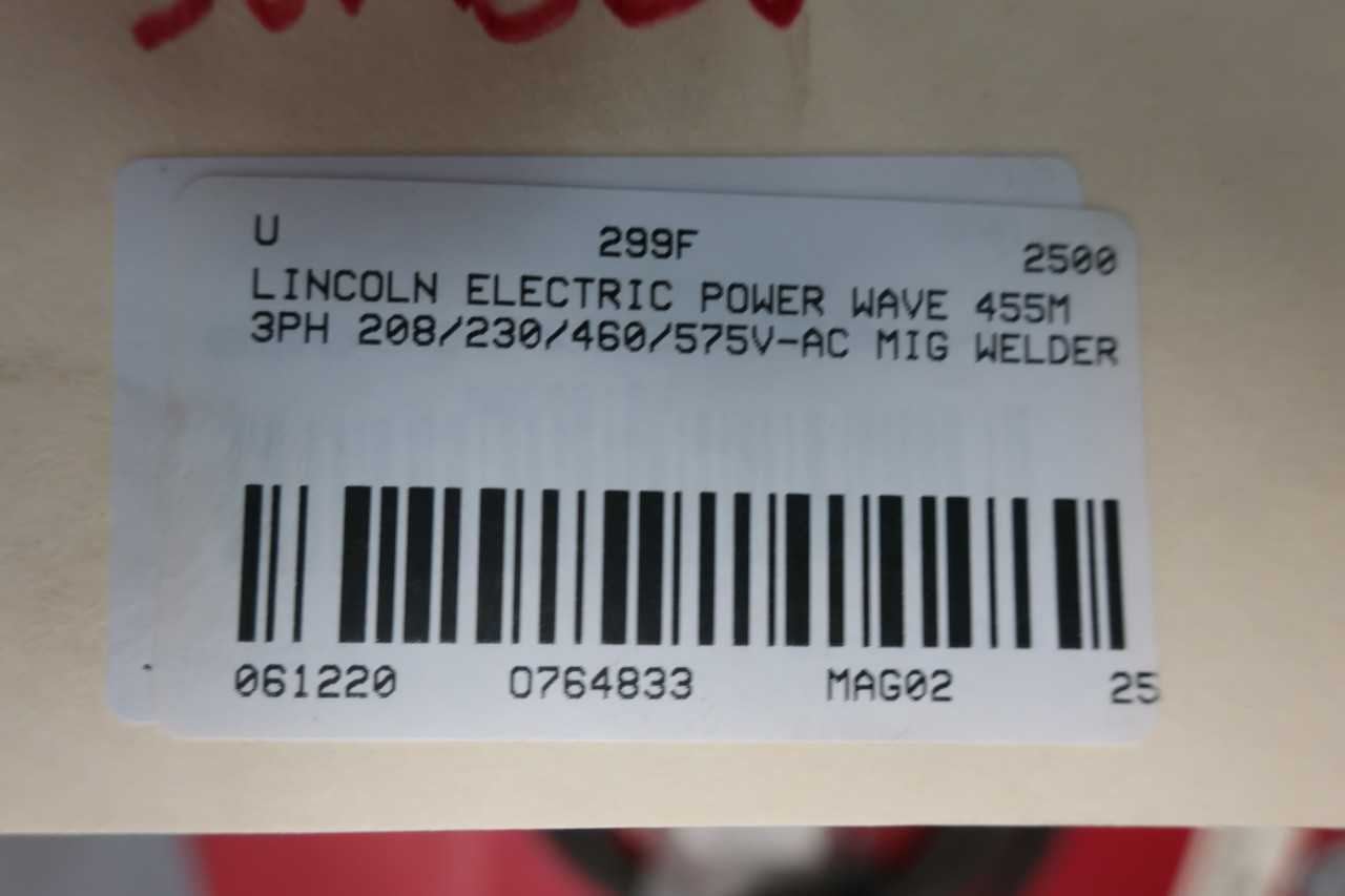 LINCOLN ELECTRIC POWER WAVE 455M 3PH 208/230/460/575V-AC MIG WELDER - WELDING EQUIPMENT