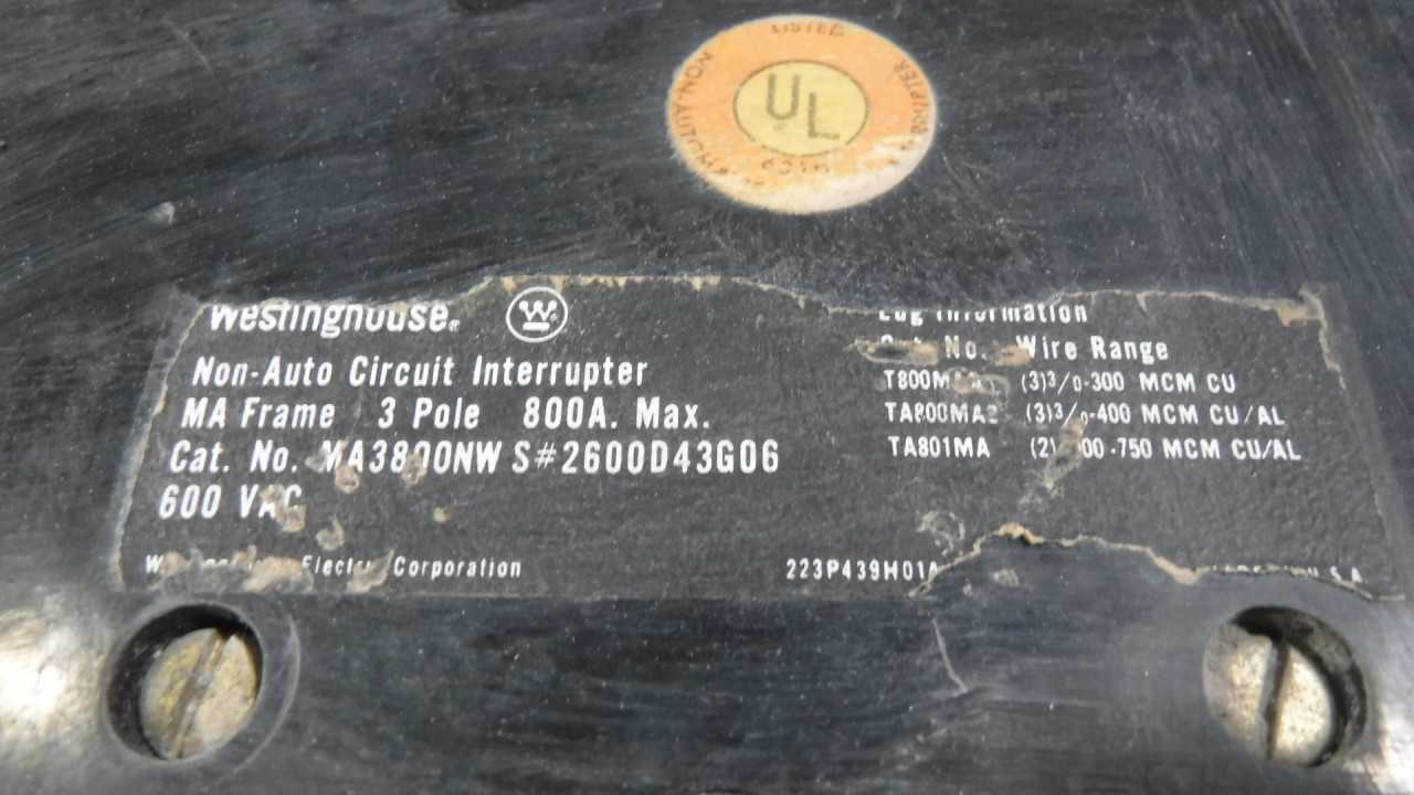 800 Amp Westinghouse Circuit Breaker - CIRCUIT BREAKERS