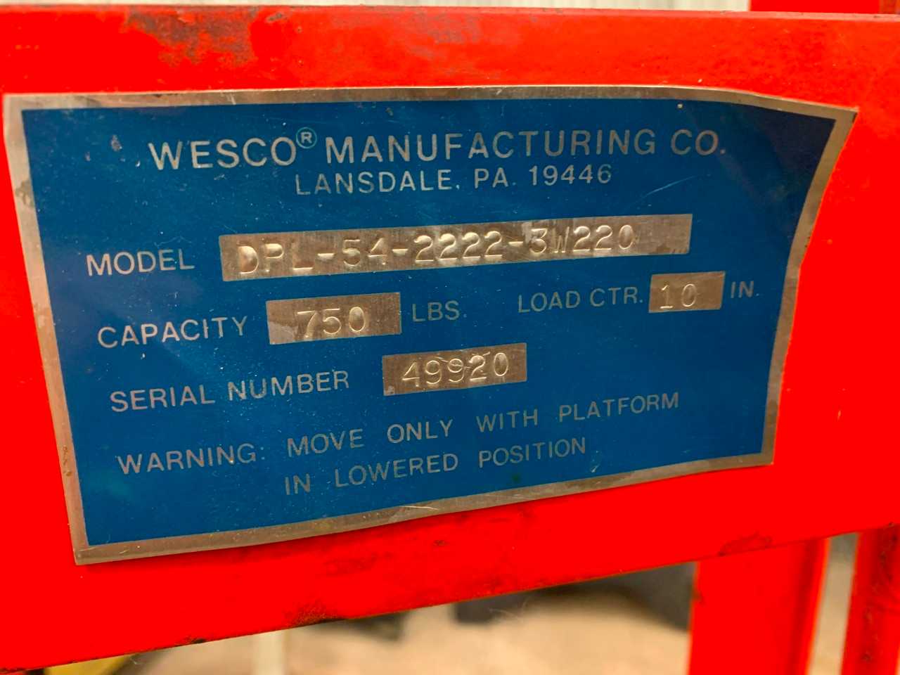 Wesco Foot Pedal Lift Truck - FORKLIFTS