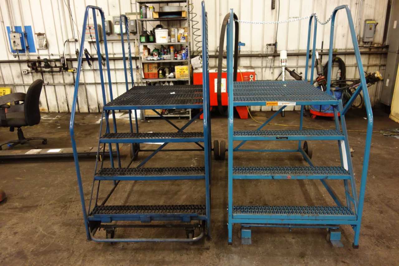 LOT OF 2 4 STEP PLATFORM LADDERS ROLLING STAIRS - MATERIAL HANDLING