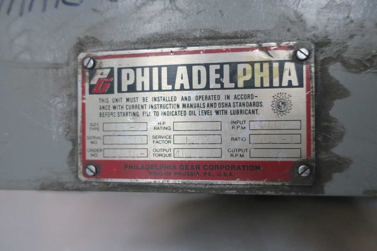 PHILADELPHIA GEAR 9HB-2 60HP 20.9:1 ENCLOSED GEAR DRIVE - GEAR REDUCERS