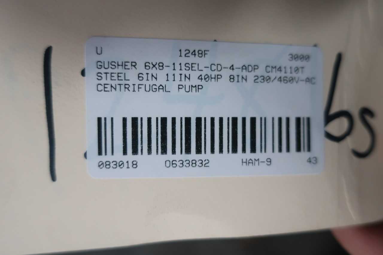 GUSHER 6X8-11SEL-CD-4-ADP IRON 6IN 11IN 40HP 8IN 230/460V-AC CENTRIFUGAL PUMP - CENTRIFUGAL PUMP
