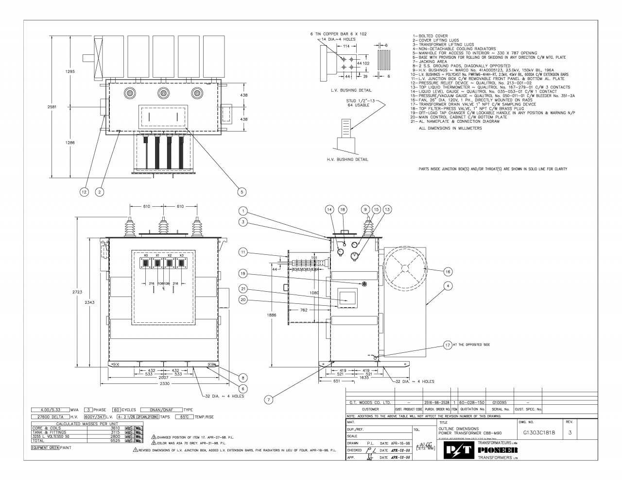 Pioneer Substation Transformer - CONTROL TRANSFORMERS