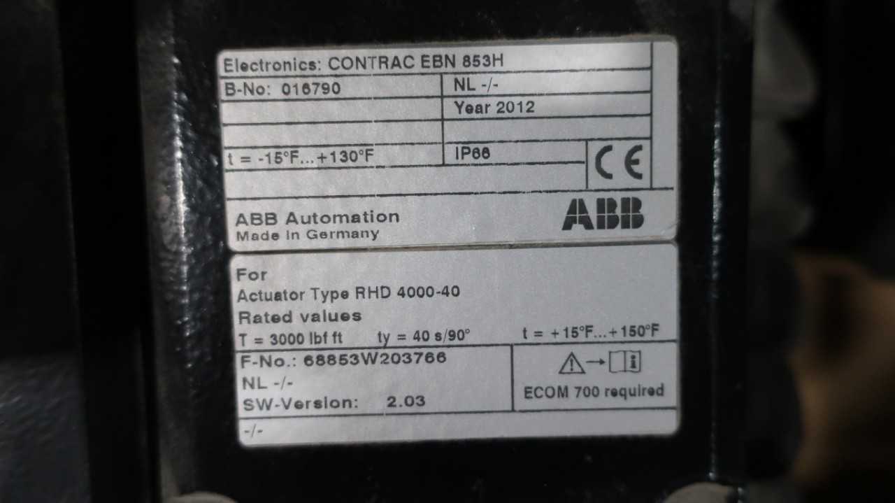ABB RH 4000-40 CONTRAC ROTARY ELECTRIC VALVE ACTUATOR - VALVES