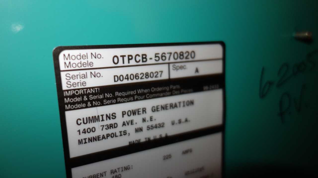 CUMMINS OTPCB-5670820 TRANSFER SWITCH - ELECTRIC POWER TOOLS