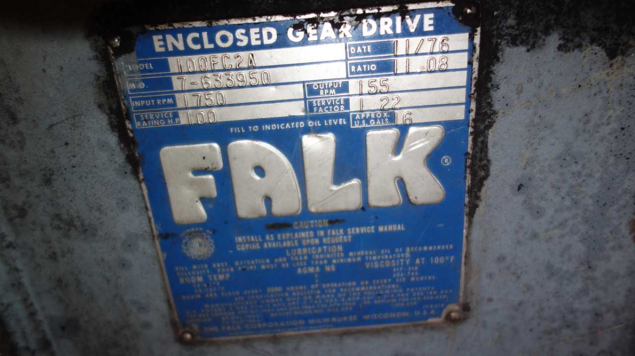 FALK 100FC2A ENCLOSED GEAR DRIVE 11.08:1 100HP - GEAR REDUCERS