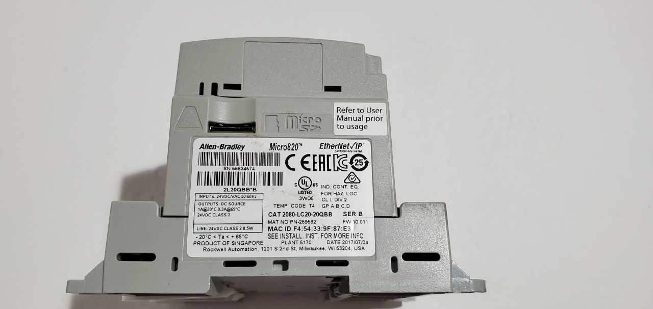 Allen Bradley Micro 820 2080-LC20-20QBB PLC - AUTOMATION & CONTROLS