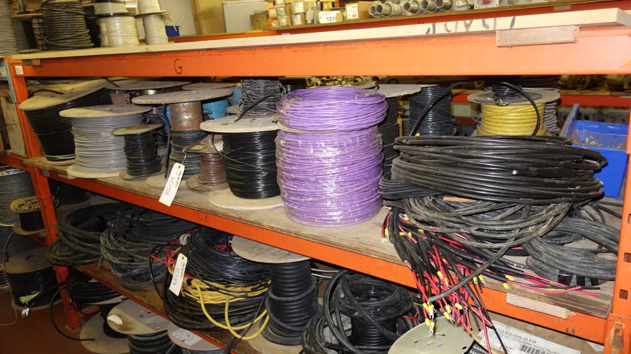 LOT OF ASSORTED SPOOLS OF WIRE - ELECTRICAL COMPONENTS