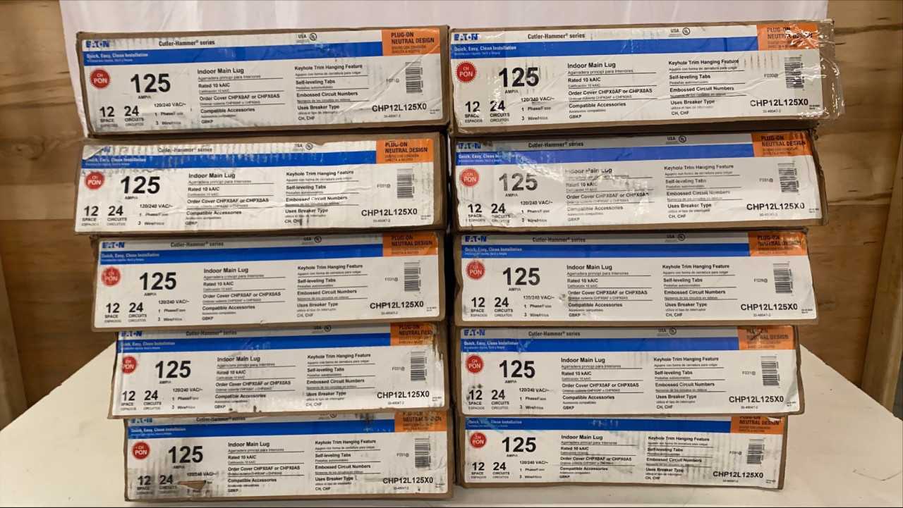 10 Quantity-Eaton 1P 125A 120/240V Electrical Loadcenters-CHP12L125X0 - ELECTRICAL COMPONENTS 10 Quantity-Eaton 1P 125A 120/240V Electrical Loadcenters-CHP12L125X0 - ELECTRICAL COMPONENTS