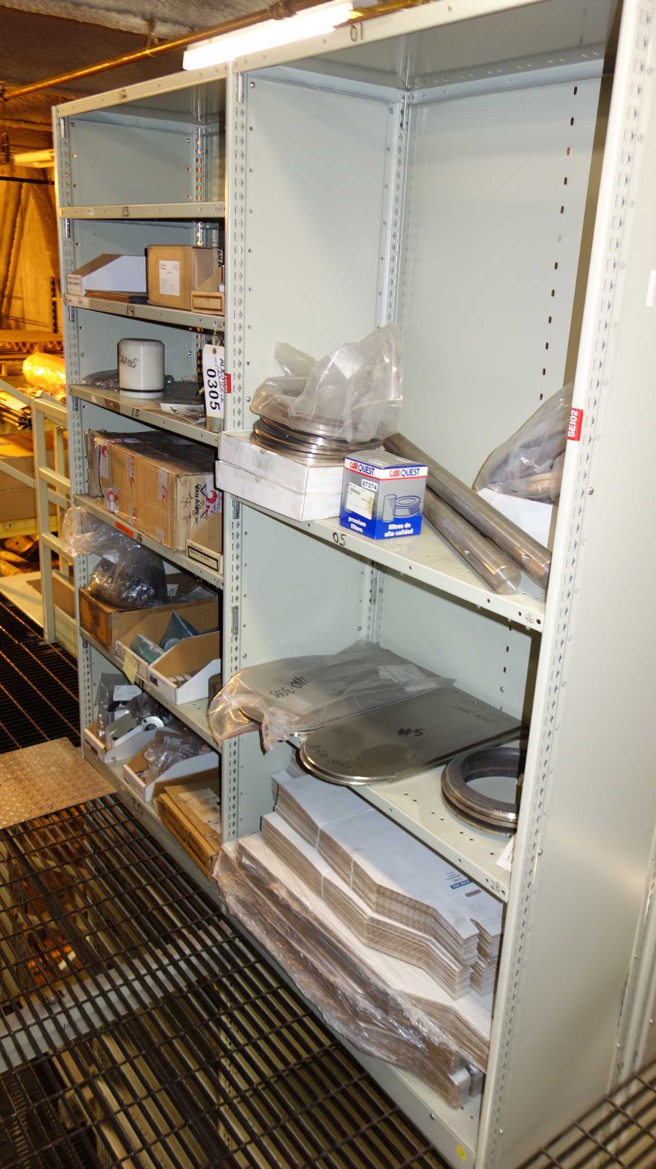 CONTENTS OF 2 SHELF COLUMNS, ASSORTED MRO - SHELVING