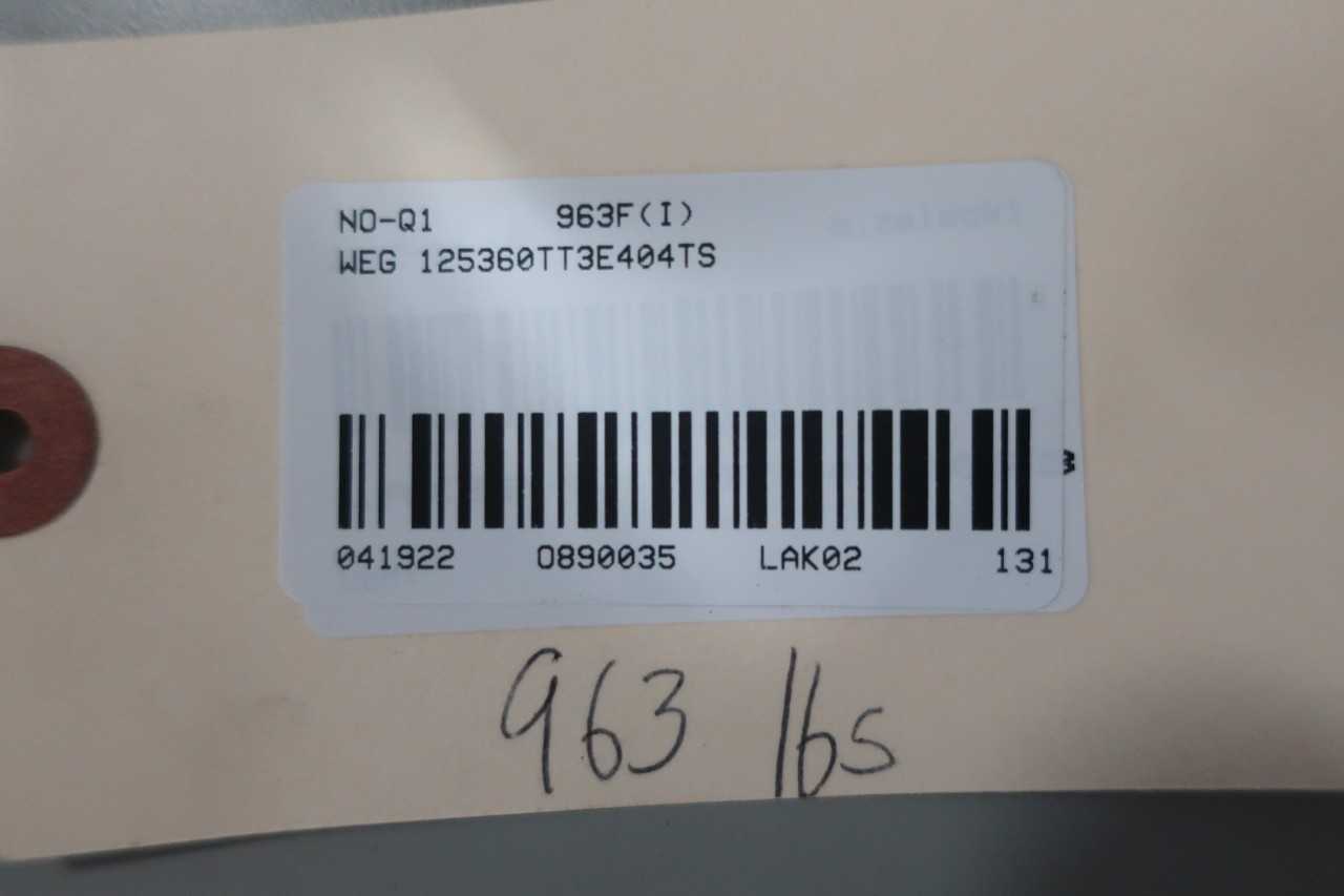 WEG 125360TT3E404TS 404/5TS 3PH 125HP 3550RPM 230/460V-AC AC MOTOR - ELECTRIC MOTORS