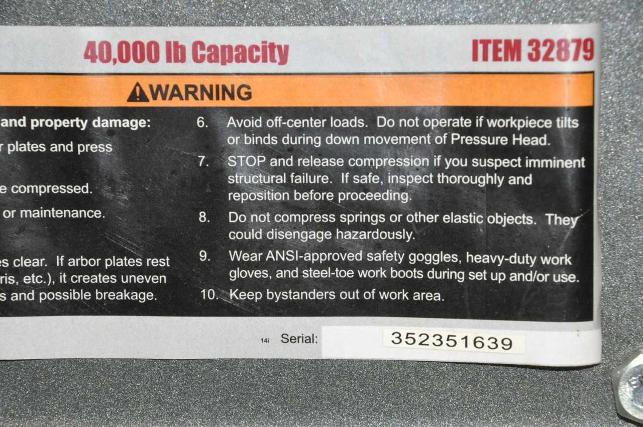 Central Machinery 20-Ton Capacity H-Frame Hydraulic Shop Press - MISCELLANEOUS