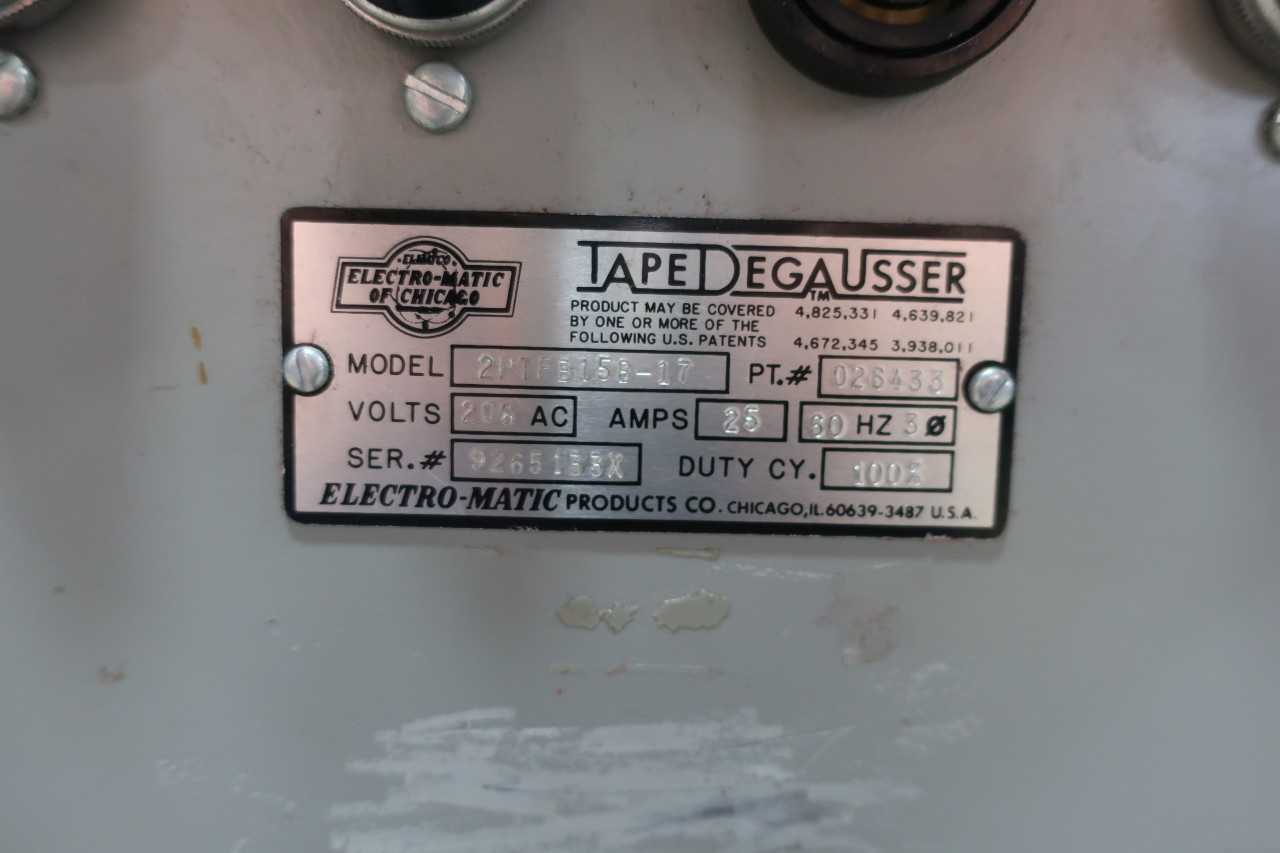 ELECTRO-MATIC TAPE DEGAUSSER - ELECTRIC MOTORS