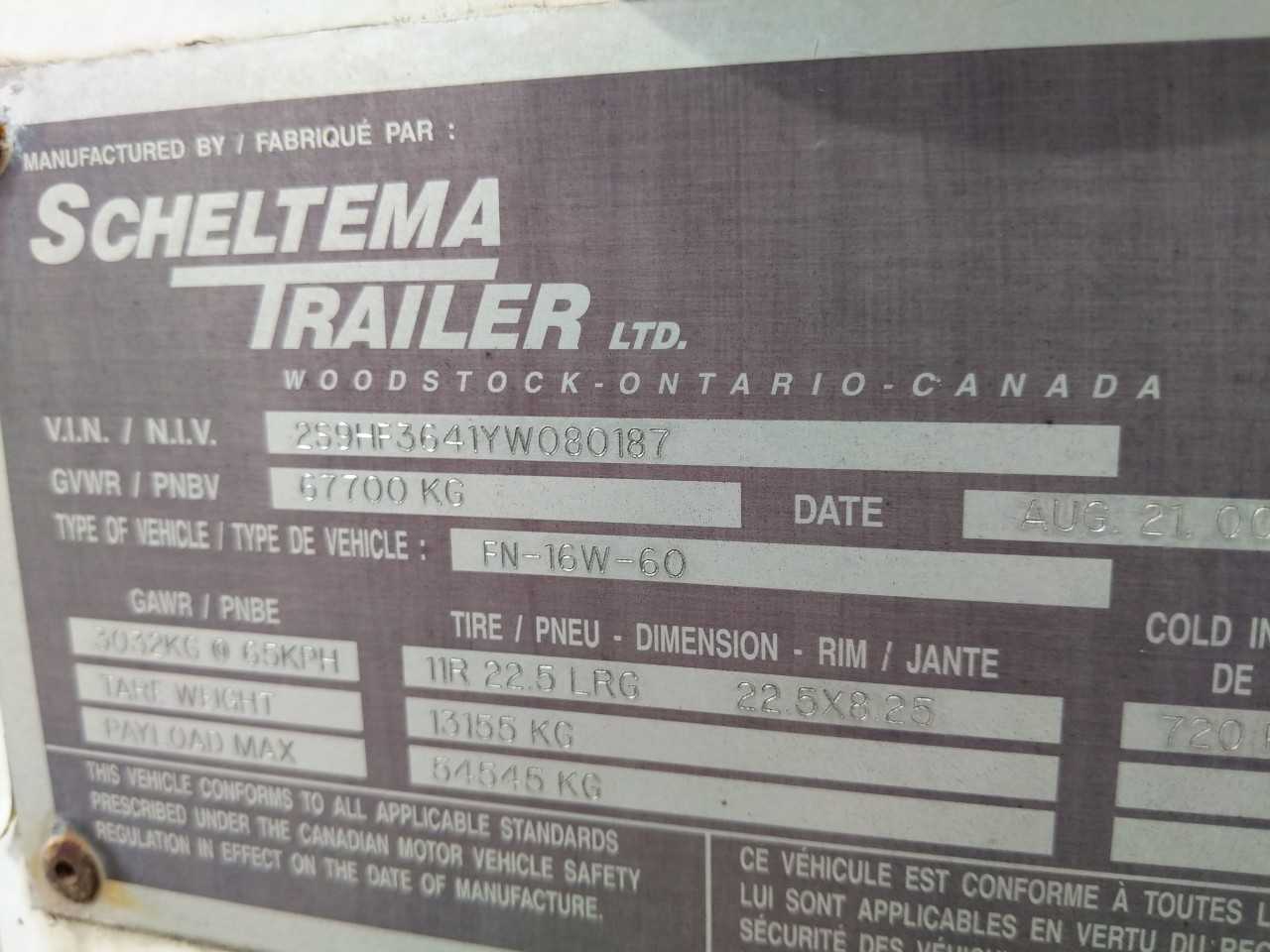 2000 SCHELTEMA FM PHT FLOAT TRAILER CONTENTS NOT INCLUDED - TRAILERS
