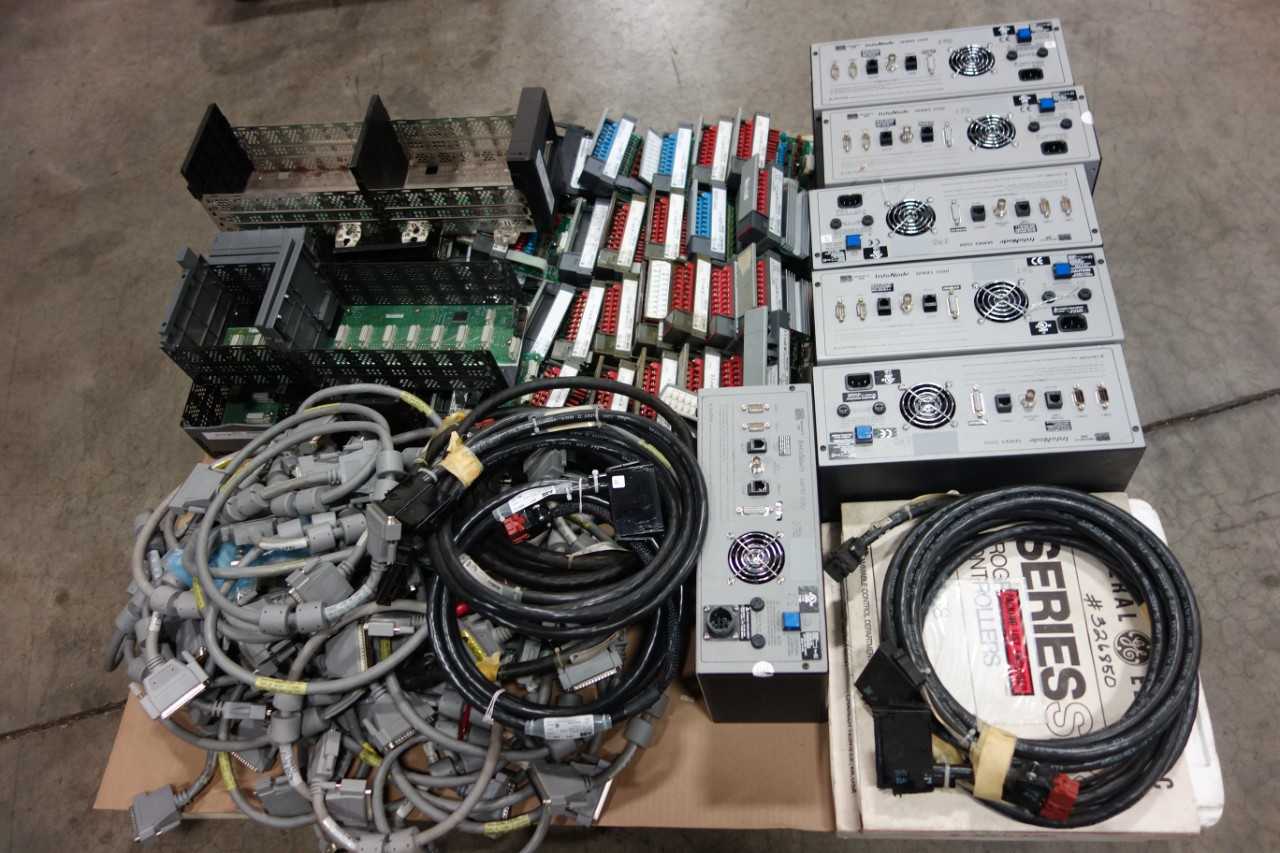 1 PALLET OF ASSORTED ELECTRICAL- SLC 500 CONTROLLOGIX MODULES, CABLE-WIRE, CHASSIS RACK CONTROLS, POWER SUPPLY- ALLEN BRADLEY - ELECTRICAL COMPONENTS