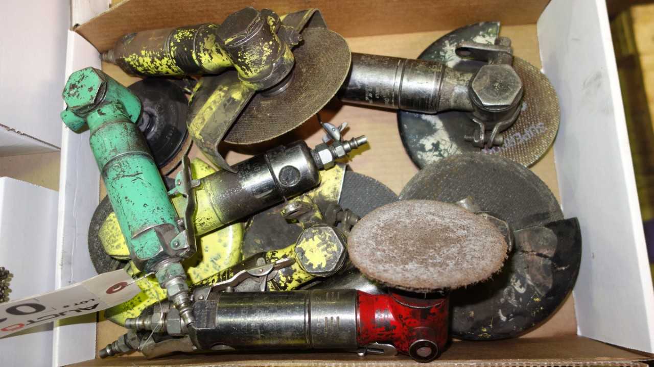 LOT OF 7 ASSORTED PNEUMATIC GRINDERS, BUFFERS - PNEUMATIC POWER TOOL