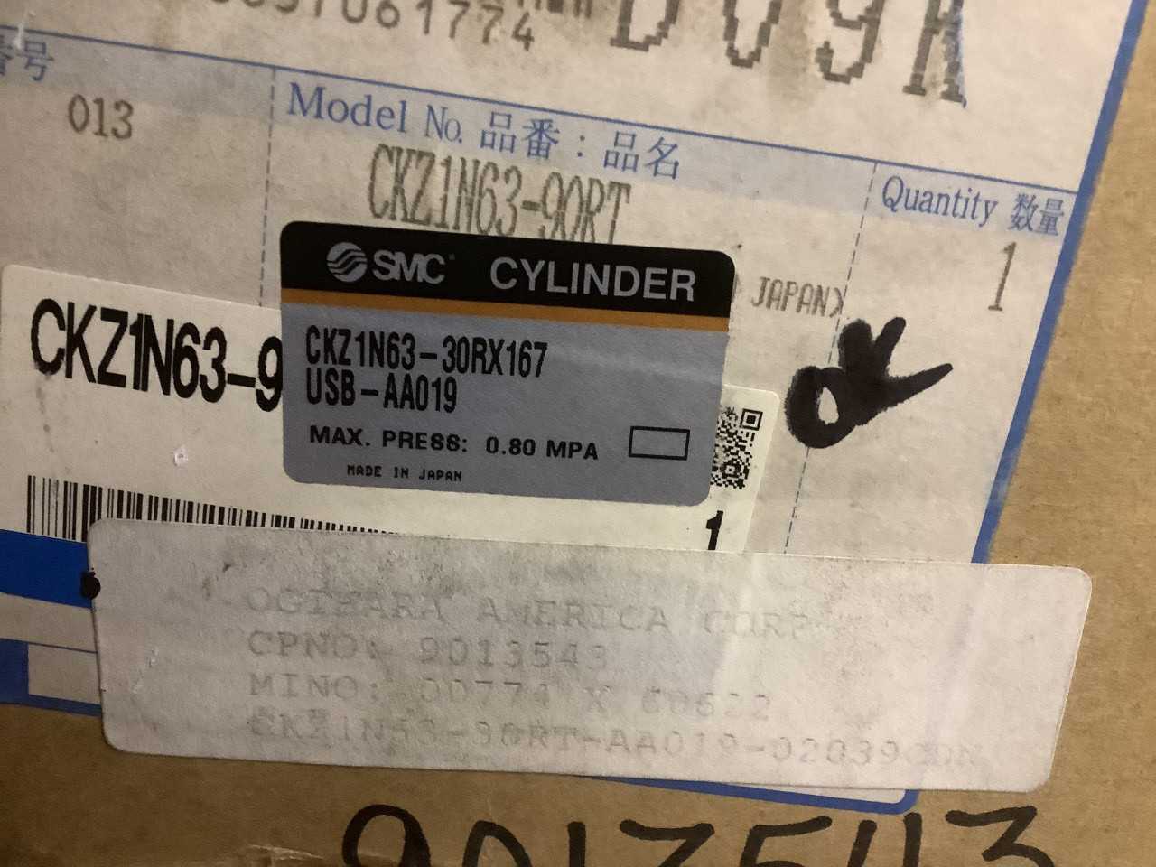 SMC CKZ1N63-30RX167USB-AA019 Pneumatic Slim Line Clamp Cylinder - INDUSTRIAL PARTS