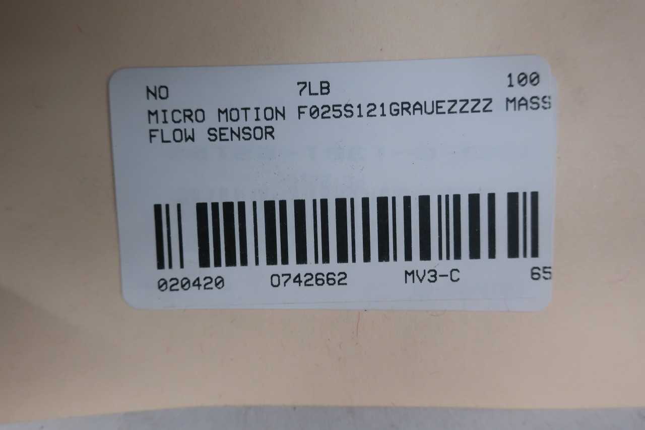 MICRO MOTION F025S121CRAUEZZZZ MASS FLOW SENSOR - INSTRUMENTATION