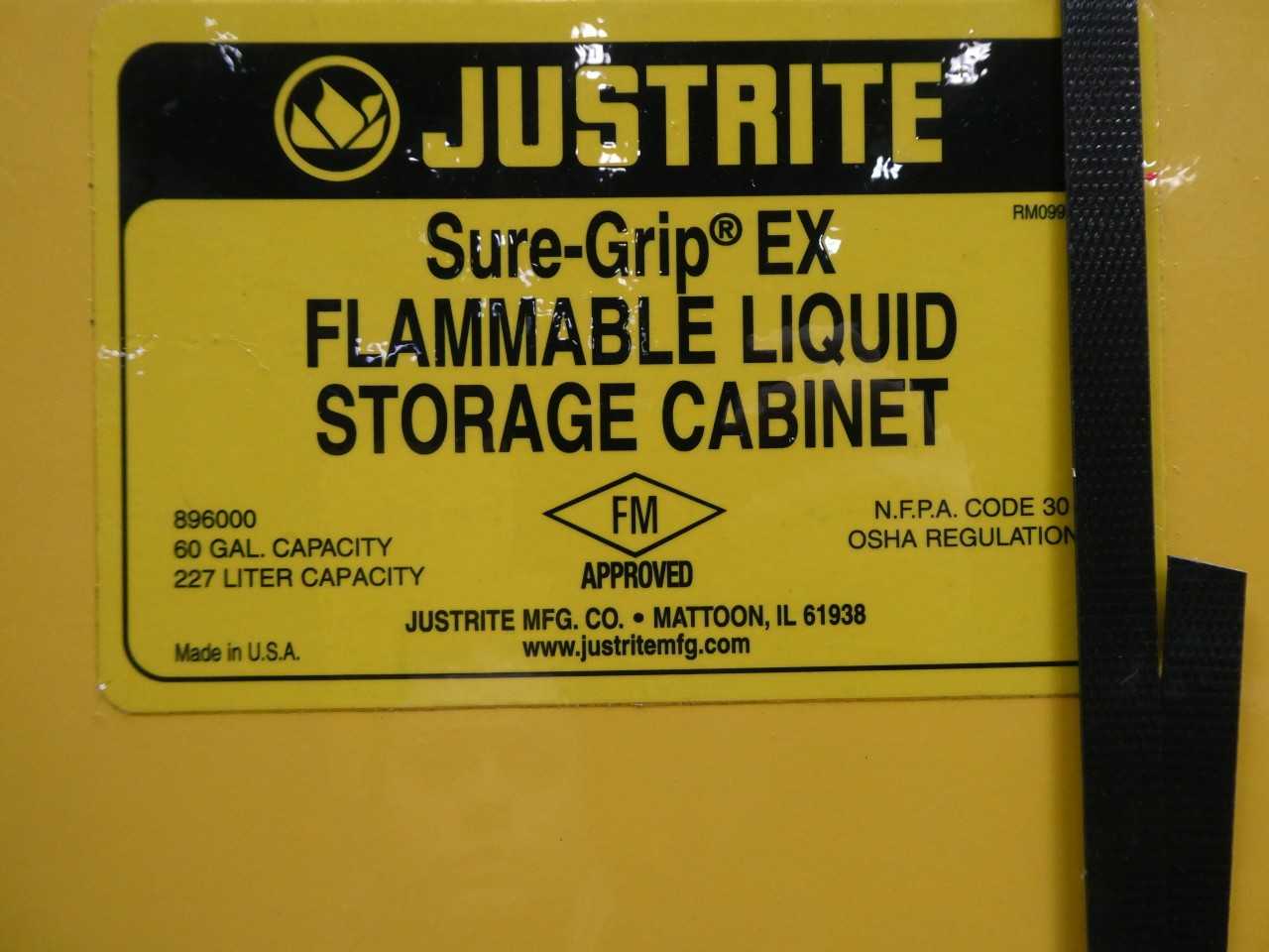 JUSTRITE SURE-GRIP EX YELLOW FLAMMABLE LIQUID STORAGE 60 GALLONS CABINET - TOOL STORAGE
