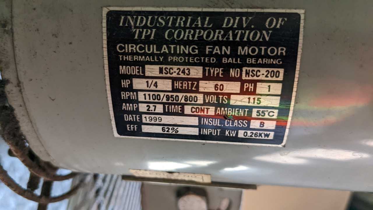TPI circulating Fan model NSC-243 - TEMPERATURE CONTROL COMPONENTS