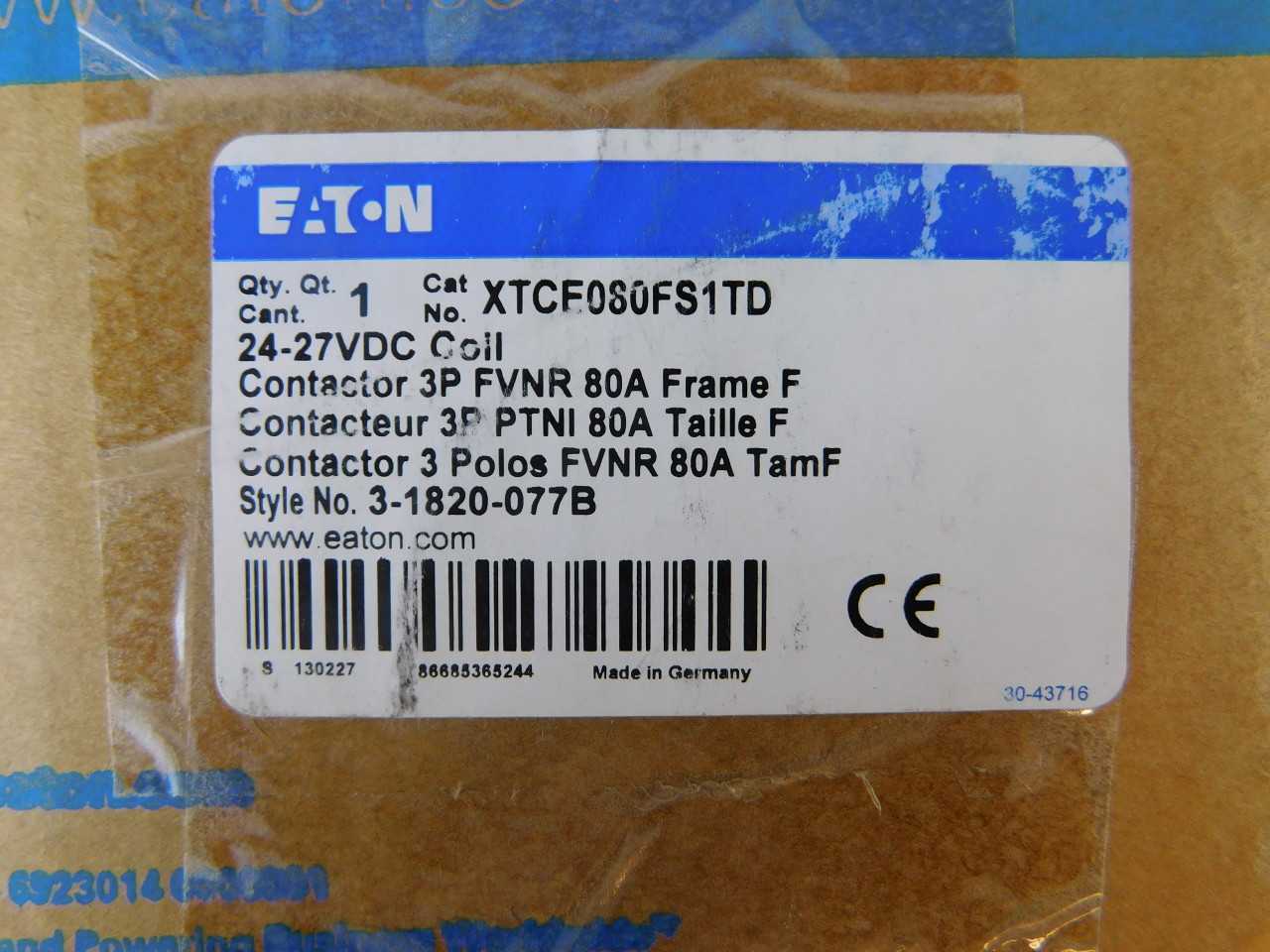 Quantity of 3x XTCE080FS1TD Contactors - CONTACTORS