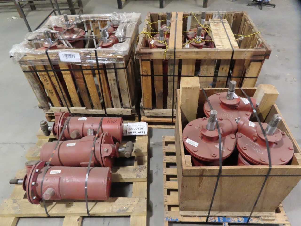 4 PALLETS OF TRIANGLE INDUSTRIAL COAL DUMP RAIL CAR PNEUMATIC CYLINDERS - MINING EQUIPMENT