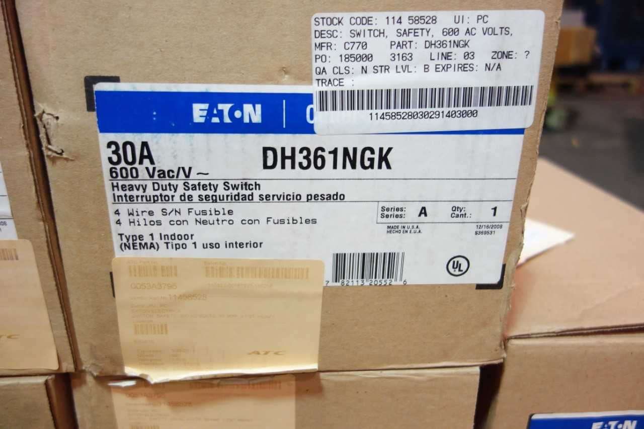 LOT OF 5 CUTLER HAMMER DH361NGK 4W SER A 30A AMP 600V-AC FUSIBLE DISCONNECT SWITCH - DISCONNECT SWITCHES