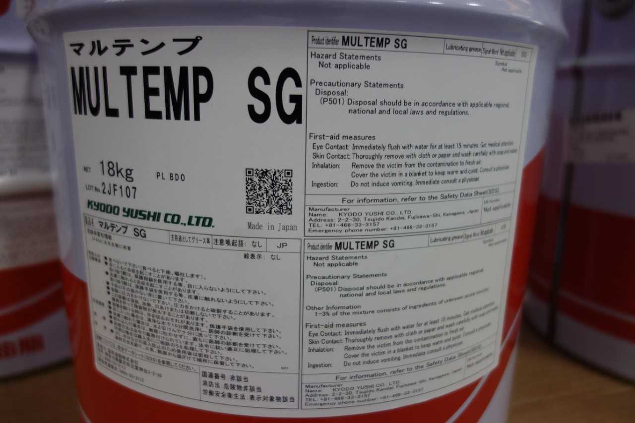 LOT OF 8 FIVE GALLON KYODO MULTEMP SG GREASE - ELECTRIC POWER TOOLS