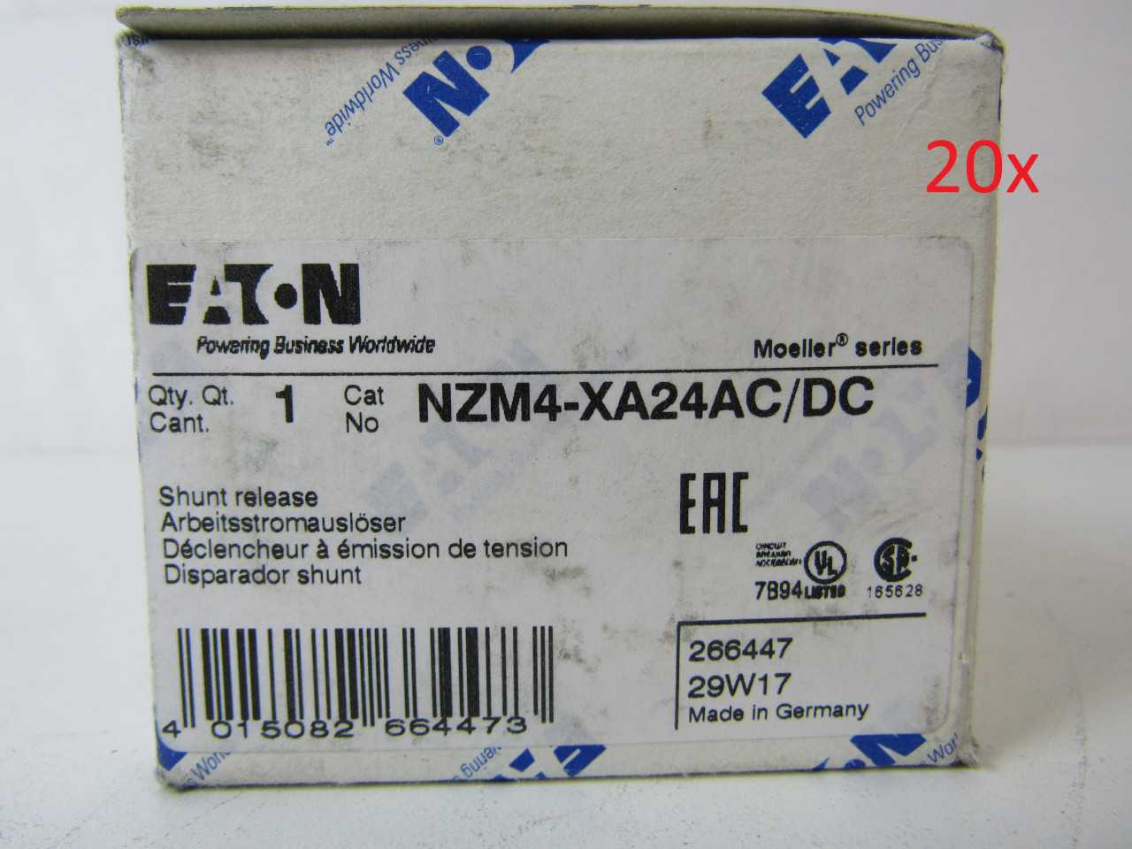 Lot of Quantity 20x NZM4-XA24AC/DC MCCB Shunt Releases - INDUSTRIAL PARTS Lot of Quantity 20x NZM4-XA24AC/DC MCCB Shunt Releases - INDUSTRIAL PARTS