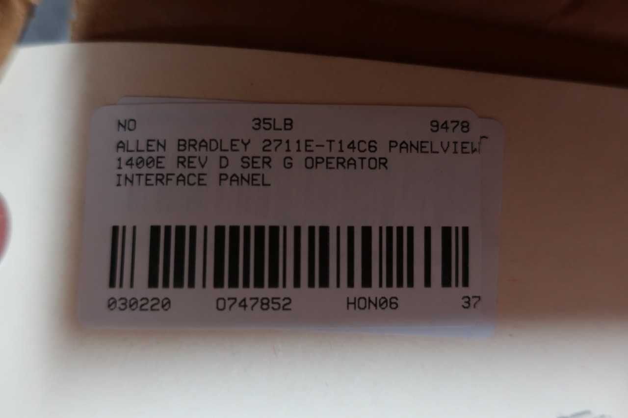 ALLEN BRADLEY 2711E-T14C6 PANELVIEW 1400E OPERATOR INTERFACE PANEL SER G - AUTOMATION & CONTROLS