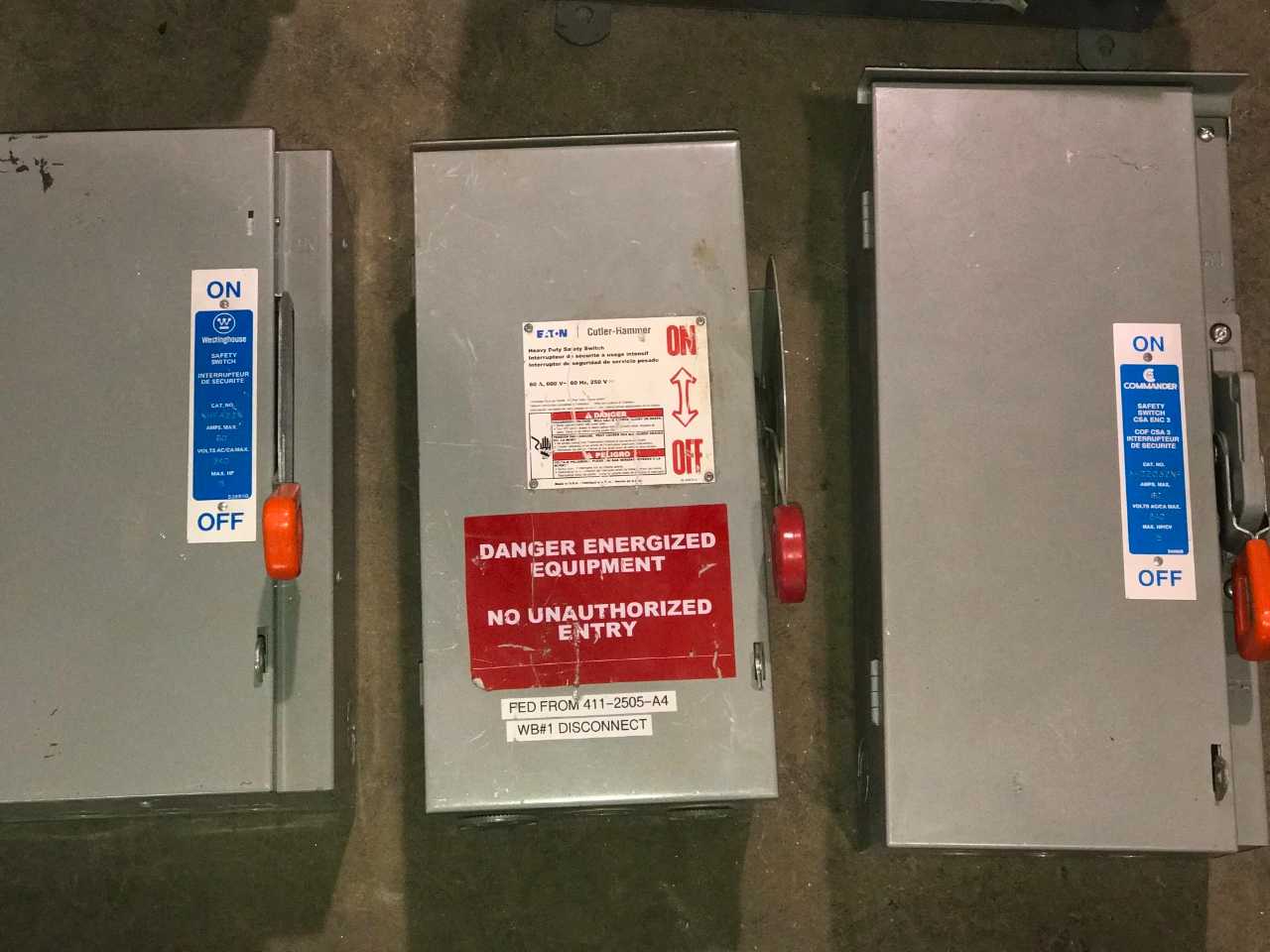 WESTINGHOUSE/COMMANDER/EATON SAFETY SWITCHES (QTY 3) - SAFETY SWITCH